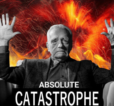 Absolute Cinema but instead he is sad and saying "Absolute CATASTROPHE"